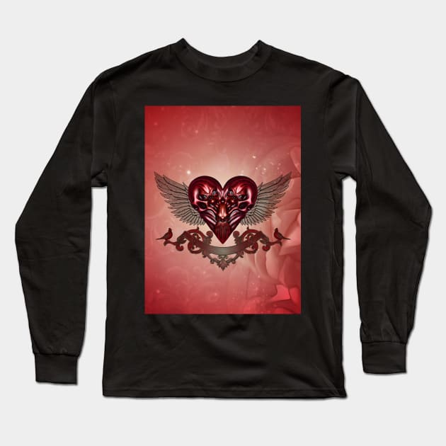 Awesome haert with skulls and birds Long Sleeve T-Shirt by Nicky2342